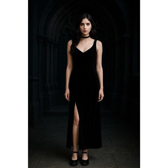 Sexy Witchy Vintage Jessica McClintock Maxi Dress 5/6 Y2K Goth Velvet - Picture 3 of 16